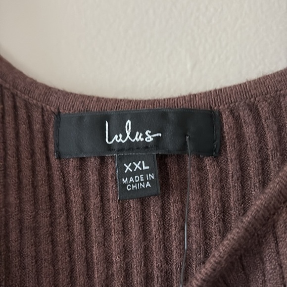 New Lulus Layer Lover Brown Ribbed Knit Tank Dress Sleeveless Side Slit Size XXL - Picture 6 of 10